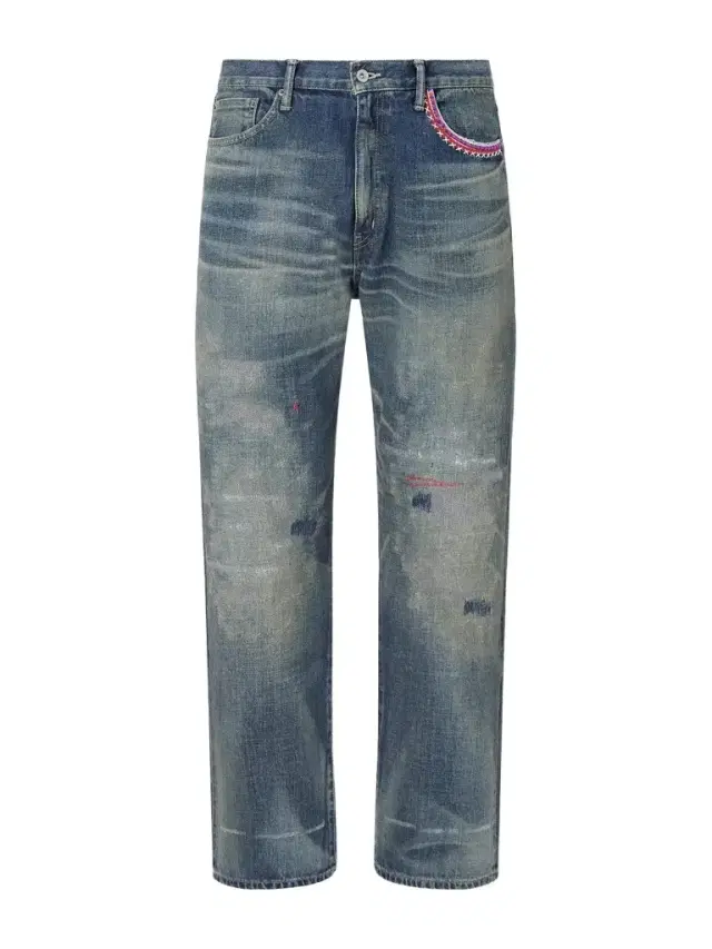 Neighborhood Savage Straight-Leg Bead-Embellished Distressed Jeans - Men