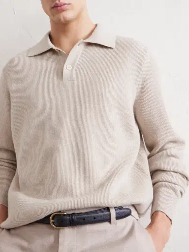 Lardini Knitted Wool and Cashmere-Blend Polo Shirt - Men | Thumbnail 5