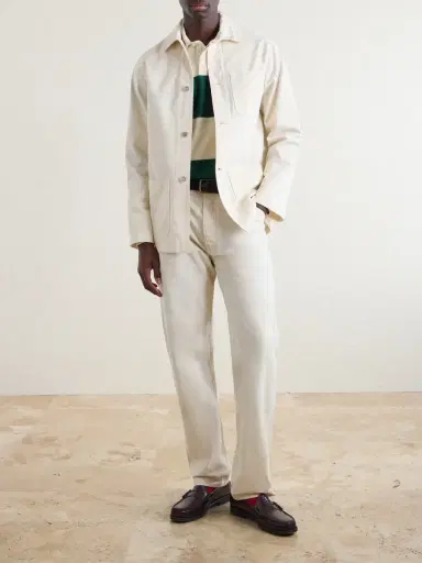 Drake's Straight-Leg Leather-Trimmed Jeans - Men | Thumbnail 2