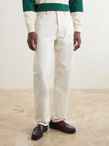 Drake's Straight-Leg Leather-Trimmed Jeans - Men | Thumbnail 3