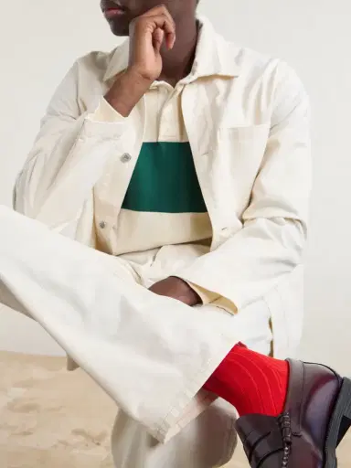 Drake's Straight-Leg Leather-Trimmed Jeans - Men | Thumbnail 6