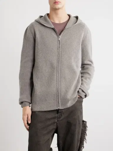 Rick Owens Cashmere-Blend Felt Zip-Up Hoodie - Men | Thumbnail 3