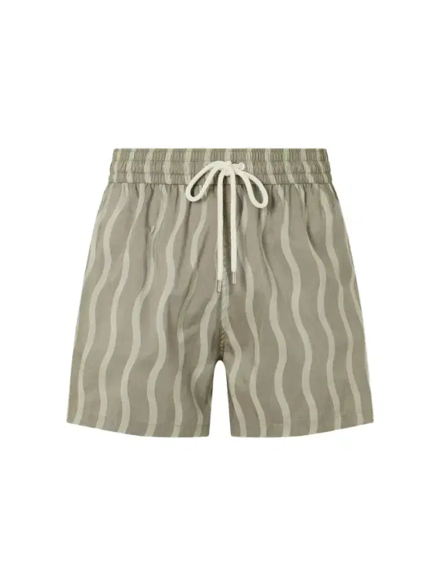 Frescobol Carioca Rio Linen Blend Cabana Wave -Print Swim Short - Men