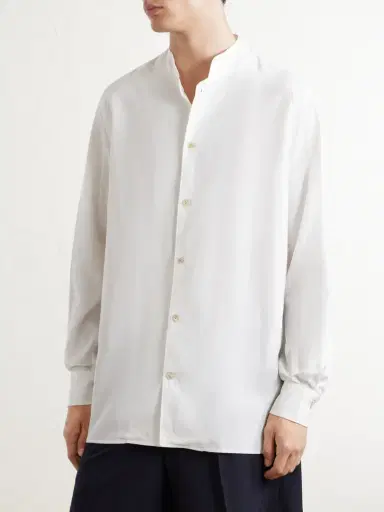 ELEVENTY Nehru Lyocell, Linen and Cotton-Blend Shirt - Men | Thumbnail 3