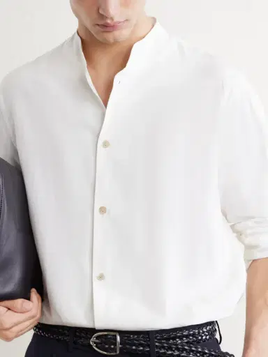 ELEVENTY Nehru Lyocell, Linen and Cotton-Blend Shirt - Men | Thumbnail 5