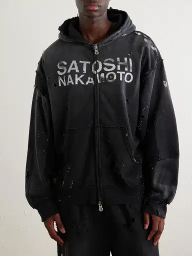 Satoshi Nakamoto Luke Logo-Printed Cotton-Fleece Zip-Up Hoodie - Men | Thumbnail 3