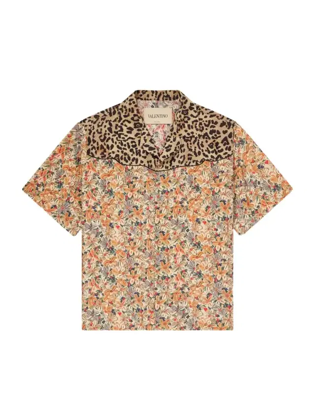 Valentino Garavani Camp-Collar Printed Silk-Satin Shirt - Men