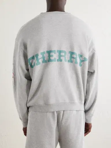 Cherry Los Angeles Logo-Embroidered Cotton-Jersey Zip-Up Sweatshirt - Men | Thumbnail 4 Cherry Los Angeles Logo-Embroidered Cotton-Jersey Zip-Up Sweatshirt - Men | Thumbnail 4