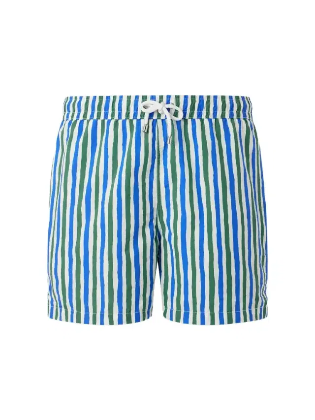 Drake's Straight-Leg Mid-Length Striped Swim Shorts - Men