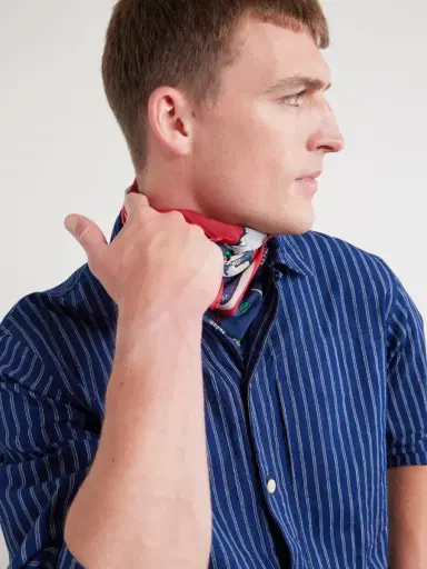 Drake's Printed Cotton and Silk-Blend Scarf - Men | Thumbnail 3