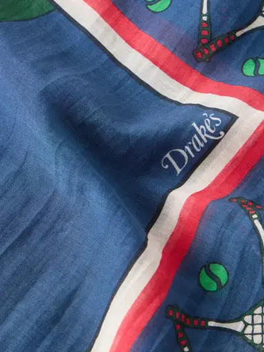 Drake's Printed Cotton and Silk-Blend Scarf - Men | Thumbnail 4