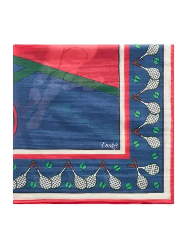 Drake's Printed Cotton and Silk-Blend Scarf - Men | Thumbnail 1