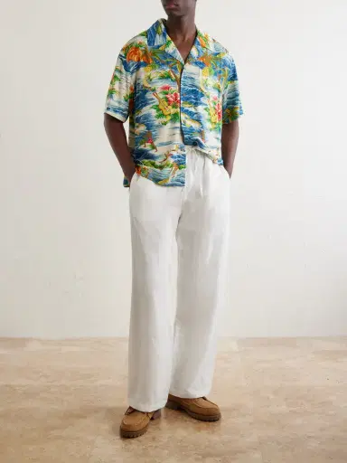 Cherry Los Angeles Camp-Collar Logo-Printed Poplin Shirt - Men | Thumbnail 2