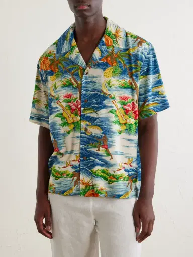 Cherry Los Angeles Camp-Collar Logo-Printed Poplin Shirt - Men | Thumbnail 3