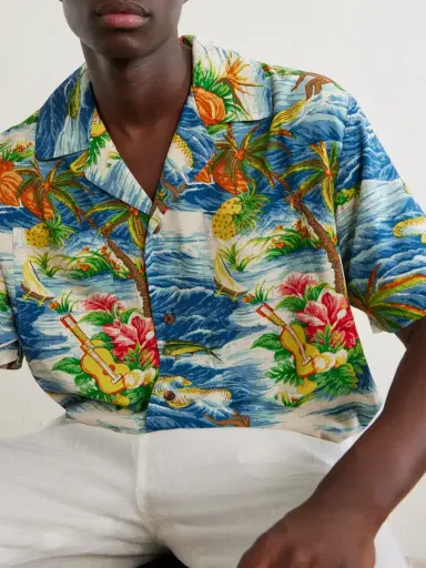 Cherry Los Angeles Camp-Collar Logo-Printed Poplin Shirt - Men | Thumbnail 5