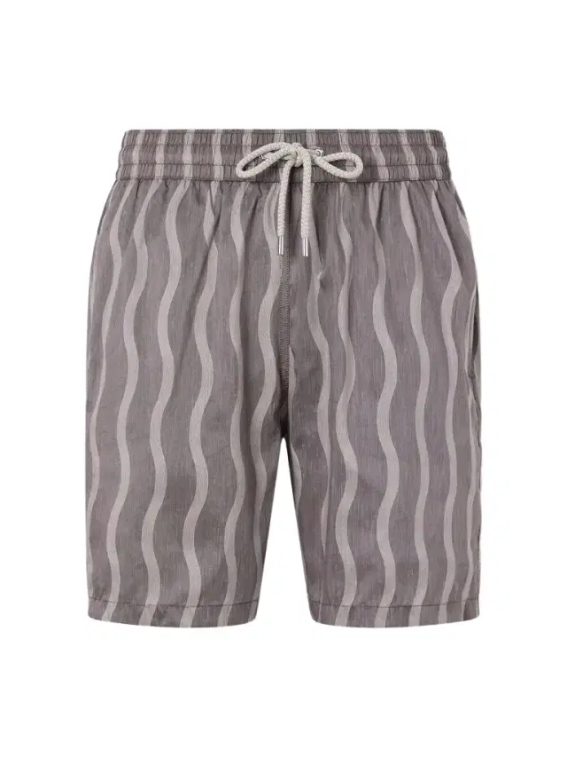 Frescobol Carioca Rio Linen Blend Cabana Wave -Print Swim Short - Men