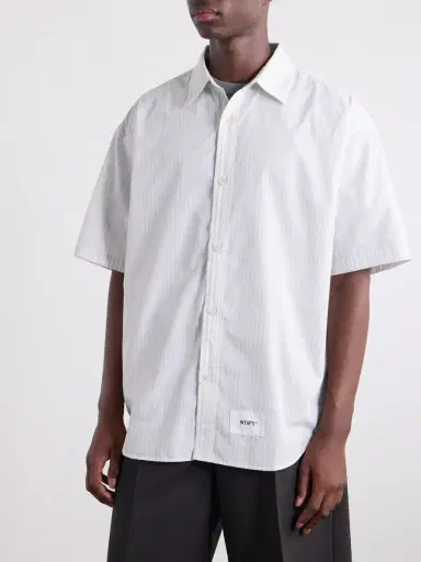 WTAPS Logo-Appliquéd Striped Poplin Shirt - Men | Thumbnail 3 WTAPS Logo-Appliquéd Striped Poplin Shirt - Men | Thumbnail 3