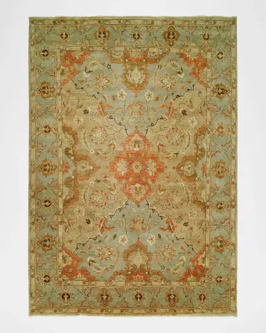 Haven & Loom Damask on Blue Hand-Knotted Oushak Rug | Thumbnail 2 Haven & Loom Damask on Blue Hand-Knotted Oushak Rug | Thumbnail 2