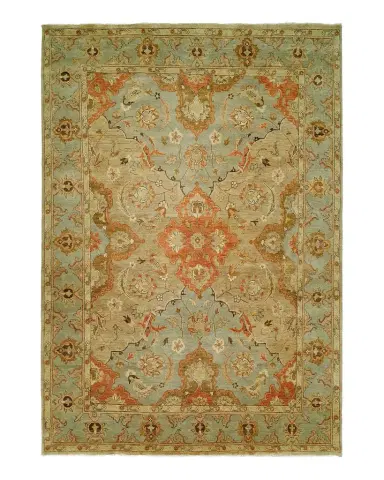 Haven & Loom Damask on Blue Hand-Knotted Oushak Rug | Thumbnail 1 Haven & Loom Damask on Blue Hand-Knotted Oushak Rug | Thumbnail 1