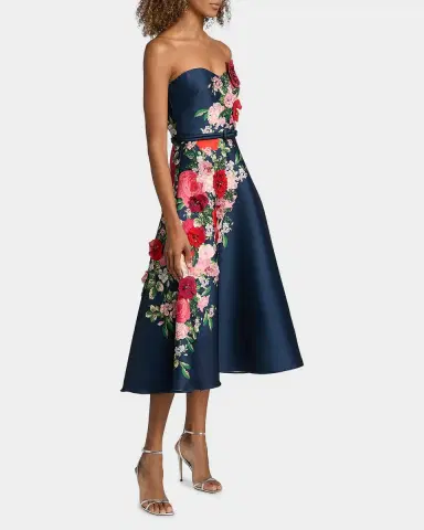 BADGLEY MISCHKA Strapless Floral-Print Satin Midi Dress | Thumbnail 7 BADGLEY MISCHKA Strapless Floral-Print Satin Midi Dress | Thumbnail 7
