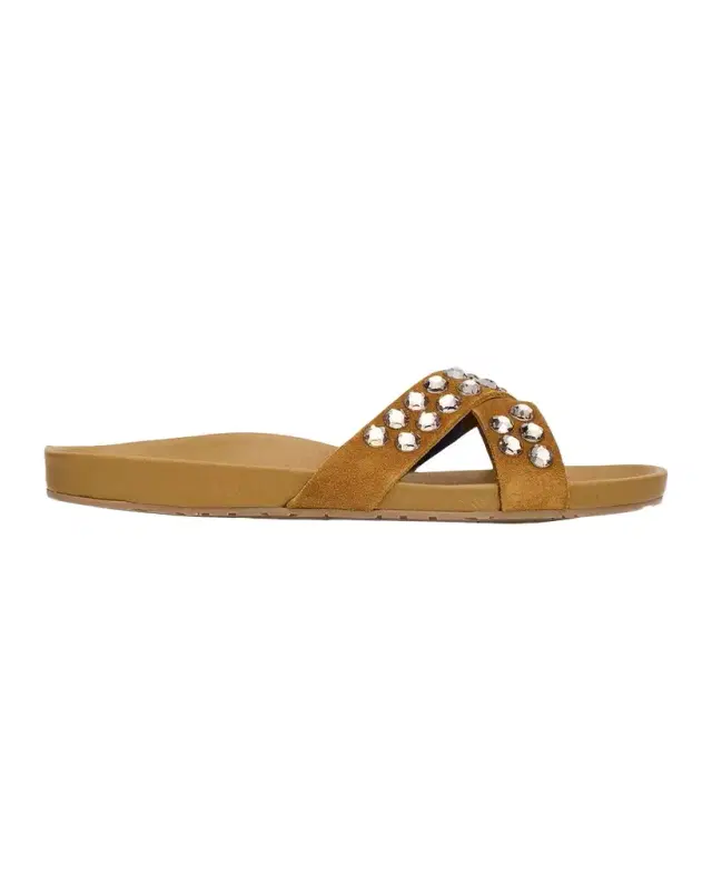 PEDRO GARCIA Analis Embellished Suede Flat Slide Sandals