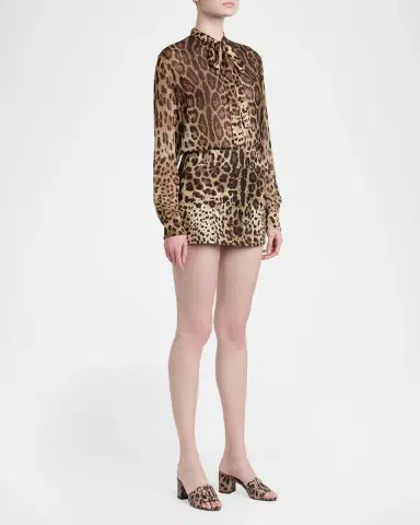 Dolce & Gabbana 60mm DG Cutout Leopard-Printed Leather Slide Sandals | Thumbnail 3