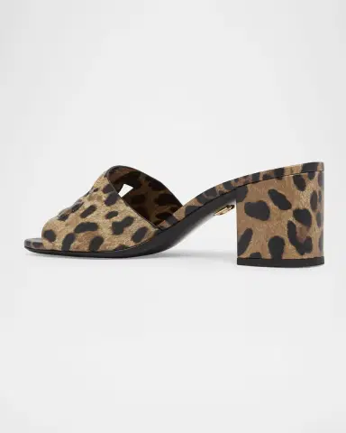 Dolce & Gabbana 60mm DG Cutout Leopard-Printed Leather Slide Sandals | Thumbnail 4