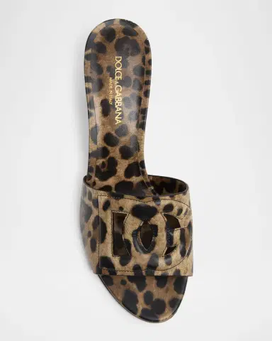 Dolce & Gabbana 60mm DG Cutout Leopard-Printed Leather Slide Sandals | Thumbnail 6