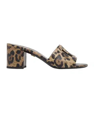 Dolce & Gabbana 60mm DG Cutout Leopard-Printed Leather Slide Sandals | Thumbnail 1
