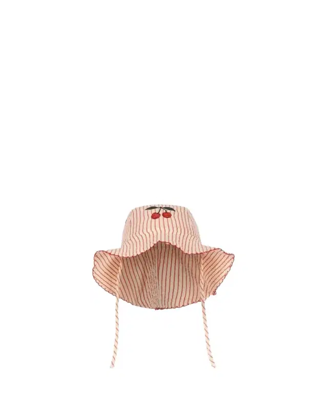 Konges Slojd Girl 's Ellie Striped Cherry Sun Hat, Size 0M-8