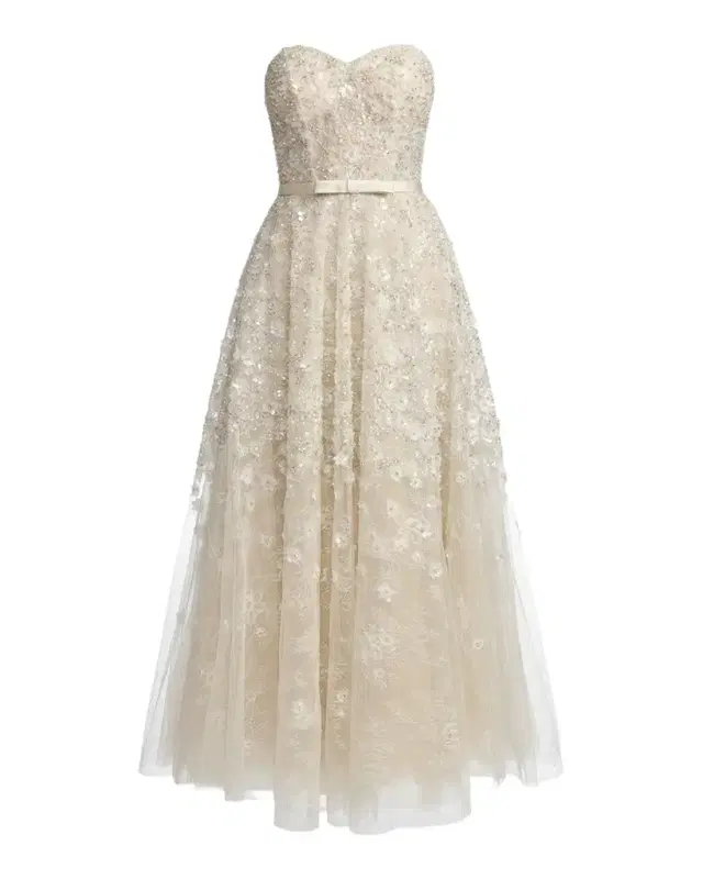Mac Duggal Sequin Floral Strapless Gown
