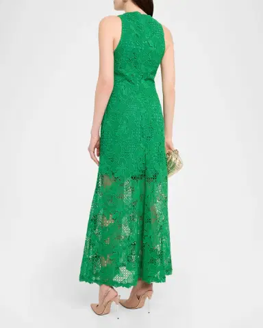 Lela Rose Lattice Floral Guipure Sleeveless Maxi Dress | Thumbnail 3 Lela Rose Lattice Floral Guipure Sleeveless Maxi Dress | Thumbnail 3