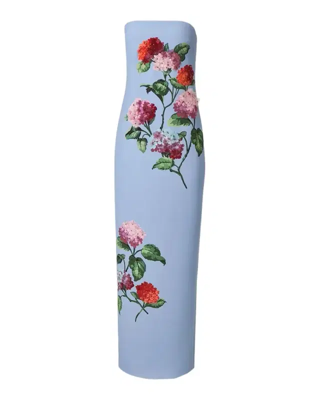Carolina Herrera Strapless Floral-Print Column Gown
