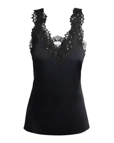 Stella McCartney V-Neck Lace-Trim Satin Sleeveless Top | Thumbnail 1 Stella McCartney V-Neck Lace-Trim Satin Sleeveless Top | Thumbnail 1