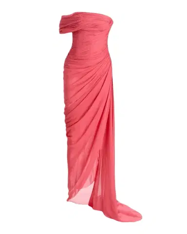 Oscar de la Renta Off-The-Shoulder Draped Chiffon Gown | Thumbnail 1