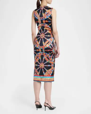 Dolce & Gabbana Sleeveless Carretto-Print Satin Midi Day Dress | Thumbnail 3 Dolce & Gabbana Sleeveless Carretto-Print Satin Midi Day Dress | Thumbnail 3
