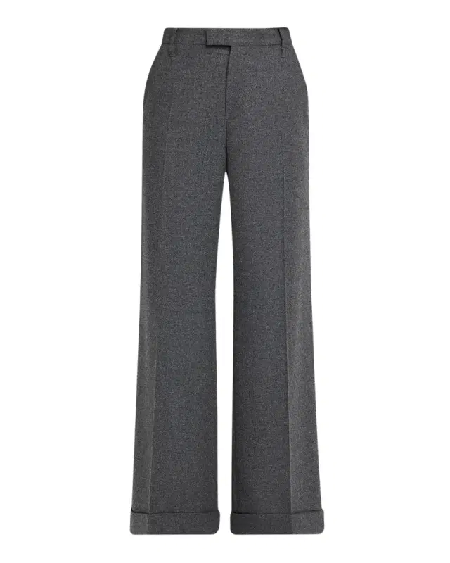 Brunello Cucinelli Cashmere-Wool Wide-Legs Trousers