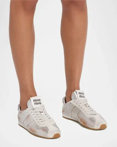 Miu Miu Metallic Leather Low-Top Sneakers | Thumbnail 2