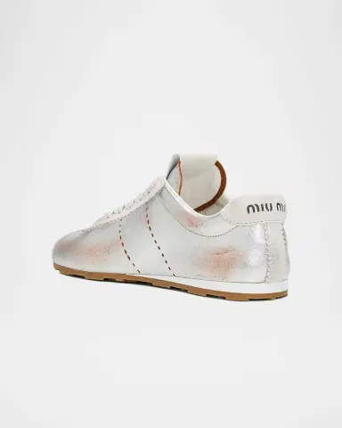 Miu Miu Metallic Leather Low-Top Sneakers | Thumbnail 4
