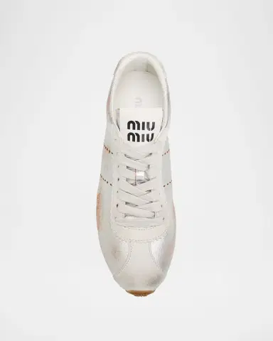 Miu Miu Metallic Leather Low-Top Sneakers | Thumbnail 6