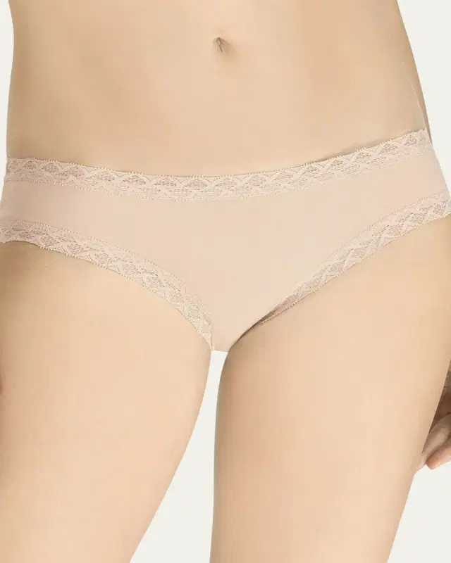Natori Bliss Lace-Trim Bikini Briefs