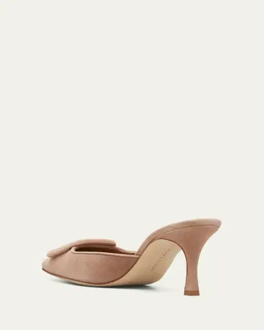 Manolo Blahnik Maysale Suede Buckle Mid-Heel 70mm Mules | Thumbnail 2 Manolo Blahnik Maysale Suede Buckle Mid-Heel 70mm Mules | Thumbnail 2