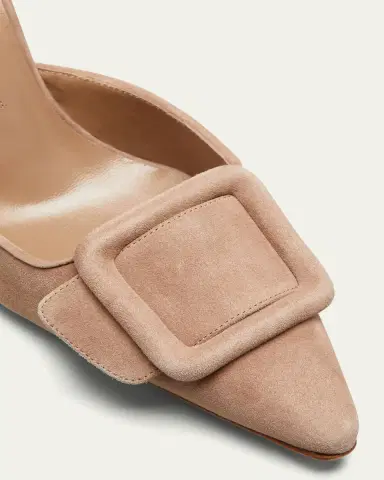 Manolo Blahnik Maysale Suede Buckle Mid-Heel 70mm Mules | Thumbnail 3 Manolo Blahnik Maysale Suede Buckle Mid-Heel 70mm Mules | Thumbnail 3