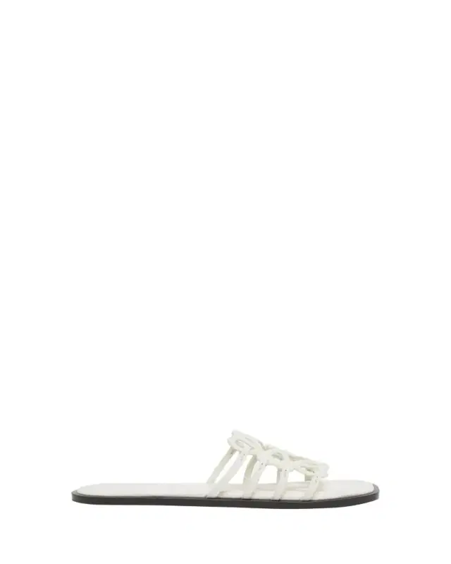 Petal Leather Anagram Slide Sandals