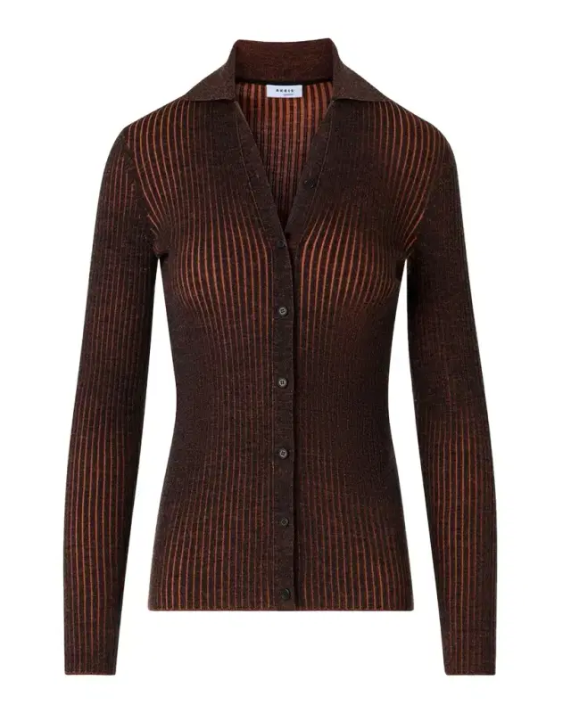 Akris punto Two-Tone Ribbed Merino Cardigan