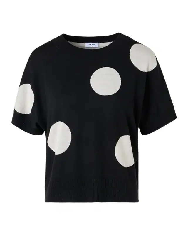 Akris punto Polka-Dot Merino Wool Short-Sleeve Sweater