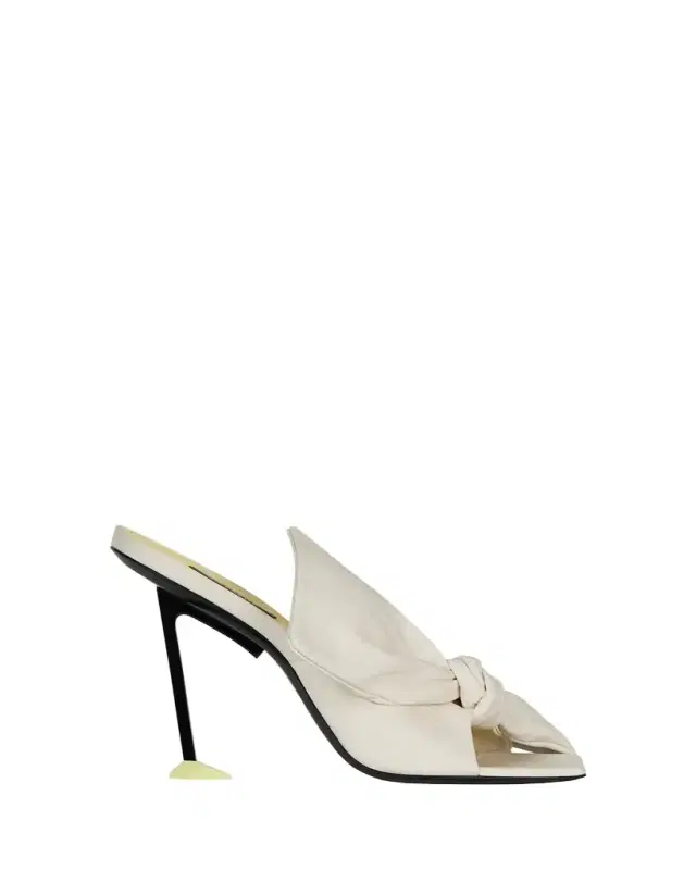 95mm Bow Leather Mule Sandals
