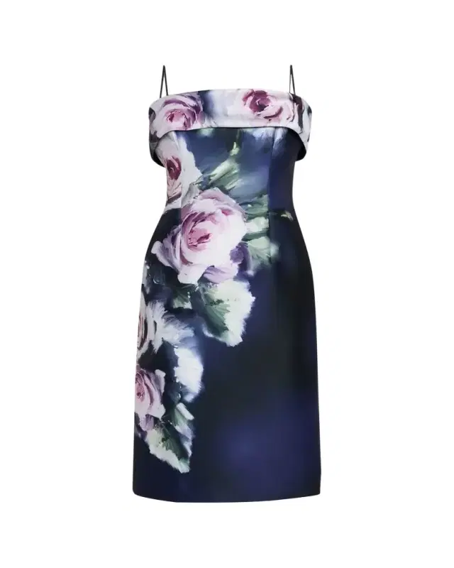 Rickie Freeman for Teri Jon Sleeveless Floral-Print Mikado Dress