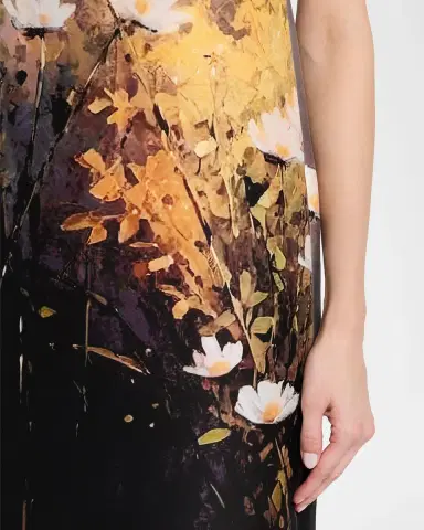 Rickie Freeman for Teri Jon Cap-Sleeve Floral Mikado Dress | Thumbnail 5