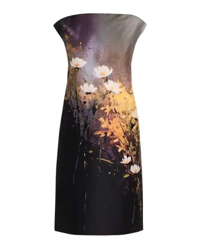 Rickie Freeman for Teri Jon Cap-Sleeve Floral Mikado Dress